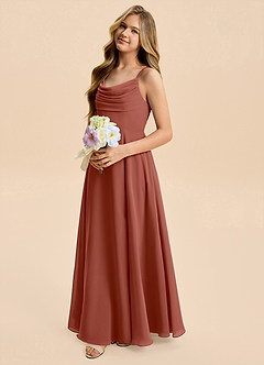 Azazie Gia Junior Auburn A-Line Pleated Chiffon Dress image7