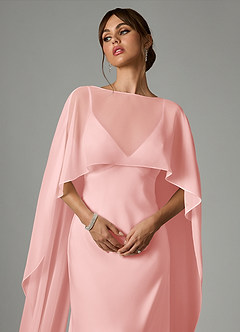 Azazie Stefania Robes de demoiselle d'honneur Robe Trapèze en Satin extensible Rose Poudré image5