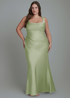 Azazie Agustina Bridesmaid Dresses Dusty Sage Mermaid Corset Stretch Satin Dress image7