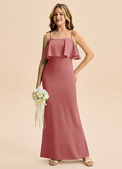 Azazie Galene Junior Robe Sirène en Satin extensible Antique Rose image3