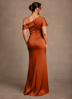 Azazie Rutha Mother of the Bride Dresses Burnt Orange Sheath One Shoulder Stretch Satin Dress image2