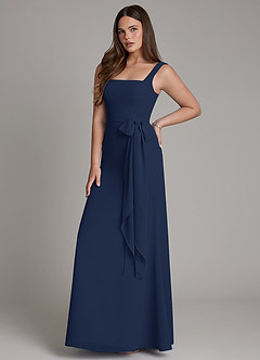 Azazie Katya Bridesmaid Dresses Dark Navy Mermaid Square Neckline Chiffon Convertible Dress image6