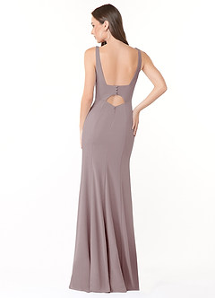 Azazie Arwen Bridesmaid Dresses Vintage Mauve Sheath Side Slit Stretch Crepe Dress image2