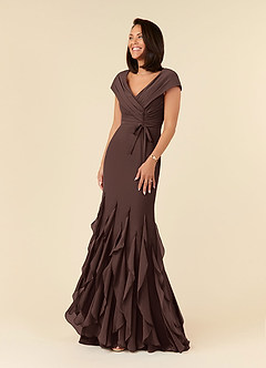 Azazie Bailora Mother of the Bride Dresses Ganache Mermaid Ruched Chiffon Dress image1