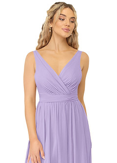 Azazie Kora Bridesmaid Dresses Lilac A-Line Pleated Chiffon Dress image5