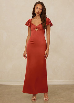 Christian Siriano Bridal for Azazie 1005 Bridesmaid Dresses Rust Sheath Sweetheart Neckline Stretch Satin Dress image4