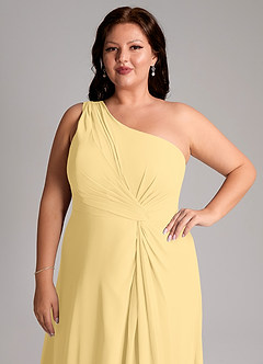 Azazie Brooke Bridesmaid Dresses Butter A-Line One Shoulder Chiffon Dress image13