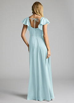 Azazie Bondi Bridesmaid Dresses Cloud Blue A-Line Bow Stretch Satin Dress image4