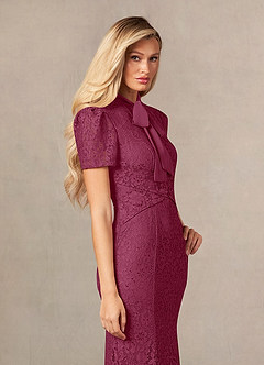 Azazie Carleannia Mother of the Bride Dresses Mulberry Mermaid Lace Chiffon Dress image6