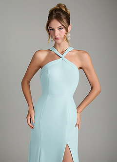 Azazie Rue Bridesmaid Dresses Mist A-Line Halter Chiffon Dress image3
