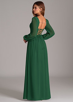 Azazie Maree Bridesmaid Dresses Dark Green A-Line Corset Chiffon Dress image2