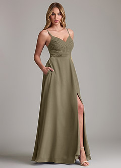 Azazie Terese Bridesmaid Dresses Willow Green A-Line Pleated Chiffon Dress image6