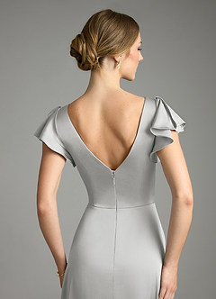 Azazie Omari Bridesmaid Dresses Silver A-Line Stretch Satin Dress image7