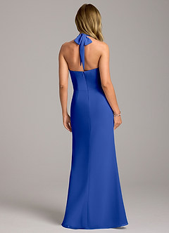 Azazie Keisha Bridesmaid Dresses Royal Blue Sheath Chiffon Dress image6