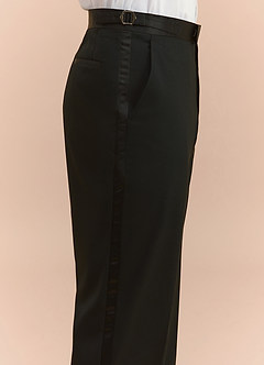 front Classic Negro Pantalones de esmoquin con solapa de pico