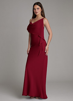 Azazie Yura Bridesmaid Dresses Burgundy Mermaid Off the Shoulder Chiffon Dress image5