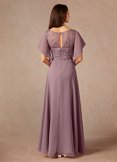 Azazie Faviola Abiti per la Madre della Sposa Abito A-Line in Chiffon con Scollo a Barca e Paillettes Rosa Polverosa image2