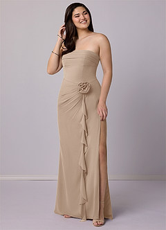 Barbie ♥ Azazie Bridesmaid Dresses Taupe Sheath Strapless Chiffon Convertible Dress image7