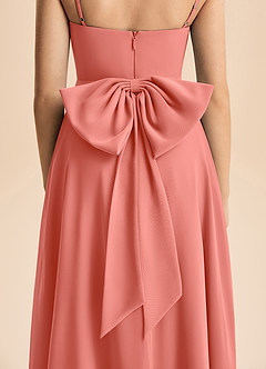 Azazie Bear Junior Vestido de Rosa Salmón de Gasa de Corte en A con Plisado image7