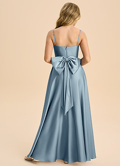 Azazie Bear Junior A라인 스윗하트 네크라인 스트레치 새틴 플로어 길이 주니어 신부 들러리 드레스 image2