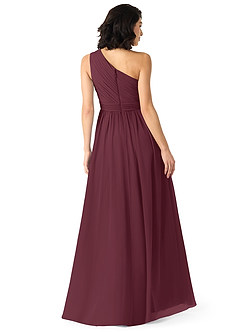 Azazie Mathilda Bridesmaid Dresses Cabernet A-Line One Shoulder Chiffon Dress image2
