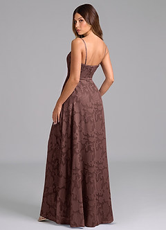 Azazie Wren Bridesmaid Dresses Espresso A-Line Strapless Floral Burnout Dress image4