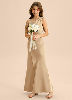 Azazie Madelyn Junior Klä av Tubklänning i Stretch Satin Av axeln image5