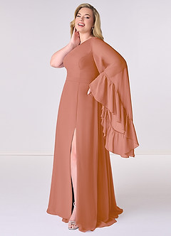 Barbie ♥ Azazie Brautjungfernkleider A-Linie Langarm Chiffon Kleid Mai Tai image9