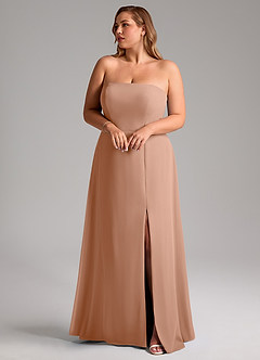 Azazie Wren Bridesmaid Dresses Champagne Rose A-Line Side Slit Chiffon Convertible Dress image10
