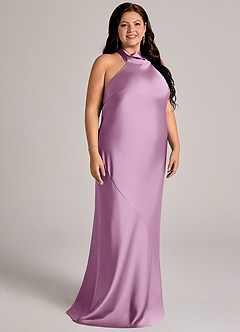 Azazie Velli Abiti da Damigella Abito Sirena in Raso Elasticizzato Collo Alto Glicine image11