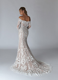 Azazie Solaris Abiti da Sposa Abito A-Line in Tulle con Scollo a V e Paillettes Bianco Diamante Moka image4