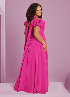Barbie ♥ Azazie Vestidos de damas de honor Vestido de Barbie Rosa de Gasa de Corte en A Convertible con Vestidos sin tirantes image17