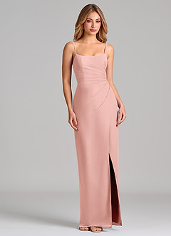 Azazie Calandra Bridesmaid Dresses Rosette Sheath Pleated Chiffon Dress image5