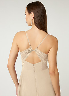 Azazie Minie Bridesmaid Dresses Champagne A-Line Bow Chiffon Dress image7
