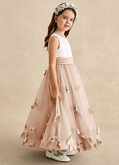 Azazie Vi Flower Girl Dresses English Rose A-Line Sleeveless Tulle Dress image7