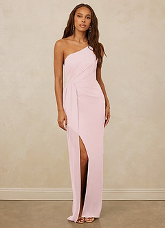 Christian Siriano Bridal for Azazie 1003 Robes de demoiselle d'honneur Robe Fourreau en Mousseline de soie Ue épaule Rose Pâle image1