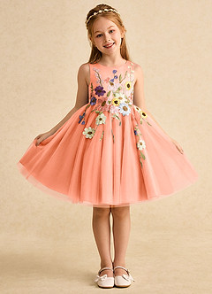 Azazie Prima Flower Girl Dresses Sunset A-Line Bow Tulle Dress image1