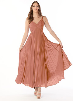Azazie Raychelle Vestidos de damas de honor Vestido de Mai Tai de Gasa de Corte en A con Cuello en V image1