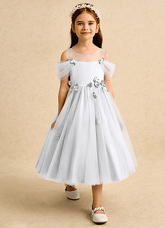 Azazie Juni Robe Demoiselle D'honneur Fillette Robe Princesse en Tulle Plissée Blanc image7