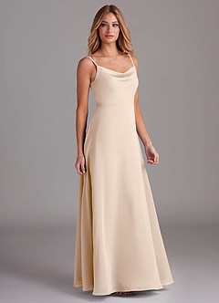 Azazie Daenerys Bridesmaid Dresses White Alabaster A-Line Cowl Chiffon Dress image5