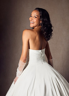 Azazie Alta Wedding Dresses Diamond White A-Line Strapless Stretch Satin Dress image6