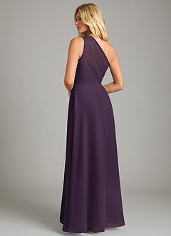 Azazie Phaedra Bridesmaid Dresses Plum A-Line One Shoulder Chiffon Dress image2