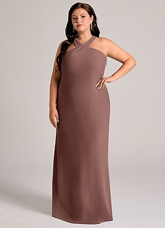 Azazie Doretta Bridesmaid Dresses Espresso Mermaid Pleated Chiffon Dress image8