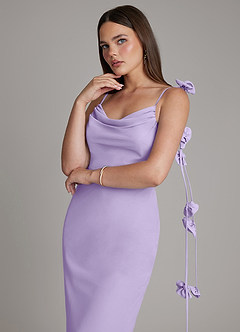 Azazie Kalico Robes de demoiselle d'honneur Robe Sirène en Mousseline de soie Plissée Lilas image4