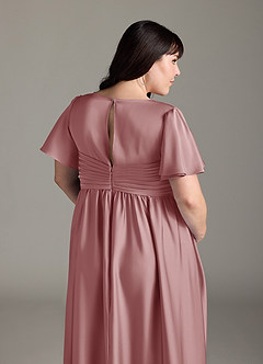 Azazie Verna Maternity Bridesmaid Dresses A-Line Ruched Stretch Satin Floor-Length Dress image10