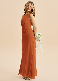 Azazie Floris Junior Linia A Pofałdowany Szyfon Długość podłogi Młodsza druhna Sukienka image5