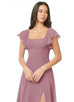Azazie Bondi Bridesmaid Dresses Vintage Mauve A-Line Ruched Chiffon Dress image4