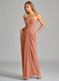 Azazie Anaïs Robes de demoiselle d'honneur Robe Fourreau en Mousseline de soie Sans bretelle Mai Tai image5
