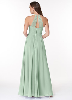 Azazie Ginger Bridesmaid Dresses Agave A-Line Halter Pleated Chiffon Dress image2