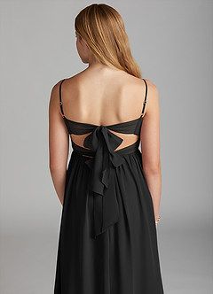 Azazie Zeya Junior Black A-Line Chiffon Dress image2